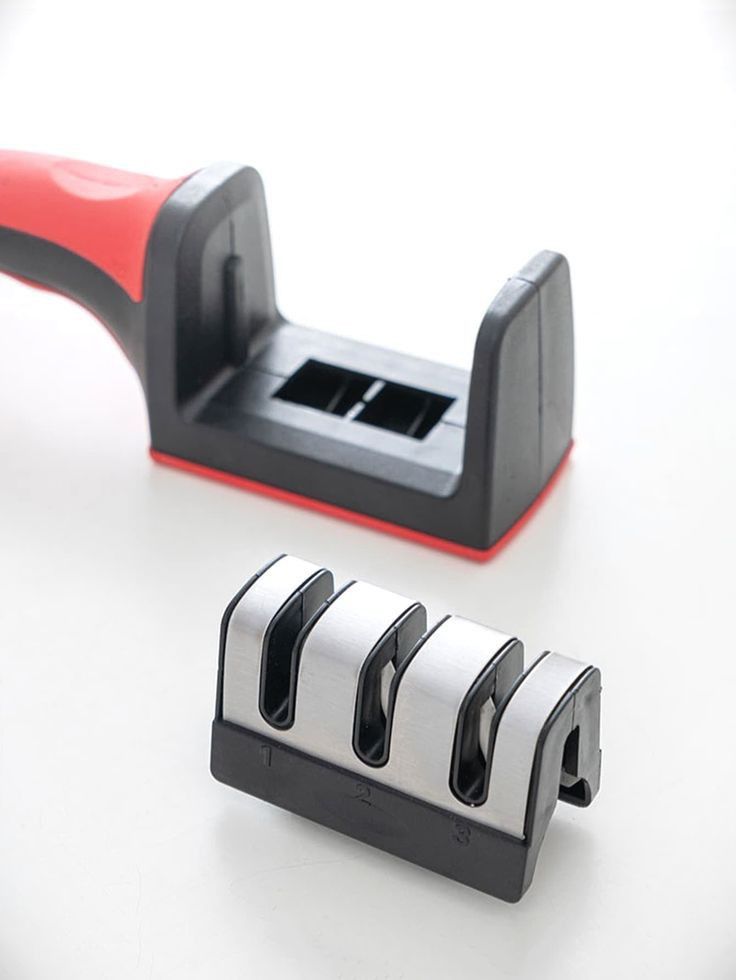Professional 3-Stage Knife Sharpener - Tungsten Steel, Diamond & Ceramic Sharpening Stones - Manual Kitchen Knife Sharpening Tool for Dull Knives & Scissors